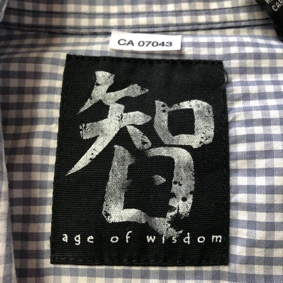 AGE of Wisdom Grey & Blue Striped Pearl Snap Button Down Shirt Size Small - Picture 3 of 8